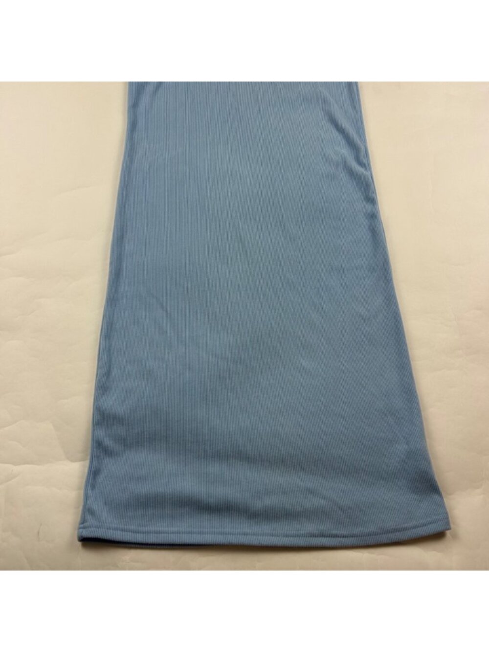 MUSERA Light Blue Soft Ribbed Knit Tie Halter Midi Maxi Dress L - Picture 3 of 9